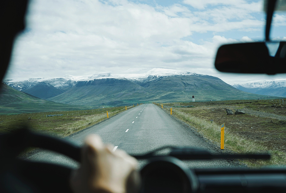 The view of the road from the cab